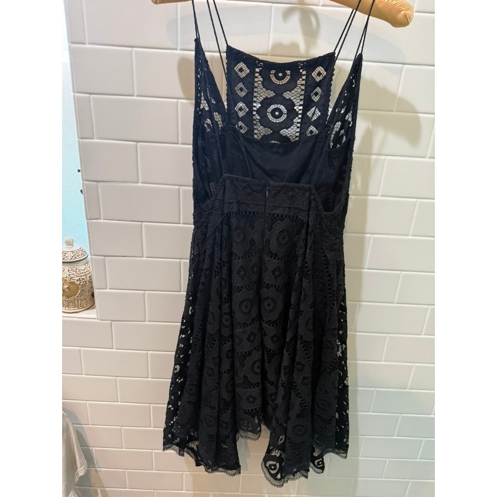 Witchy Whimsigoth Free People Black‎ Lace Spaghetti Strap Dress Gothic - Picture 4 of 7
